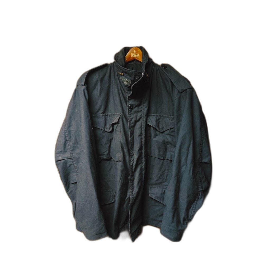 Vintage Alpha Industries black military field jacket coat size L made in USA